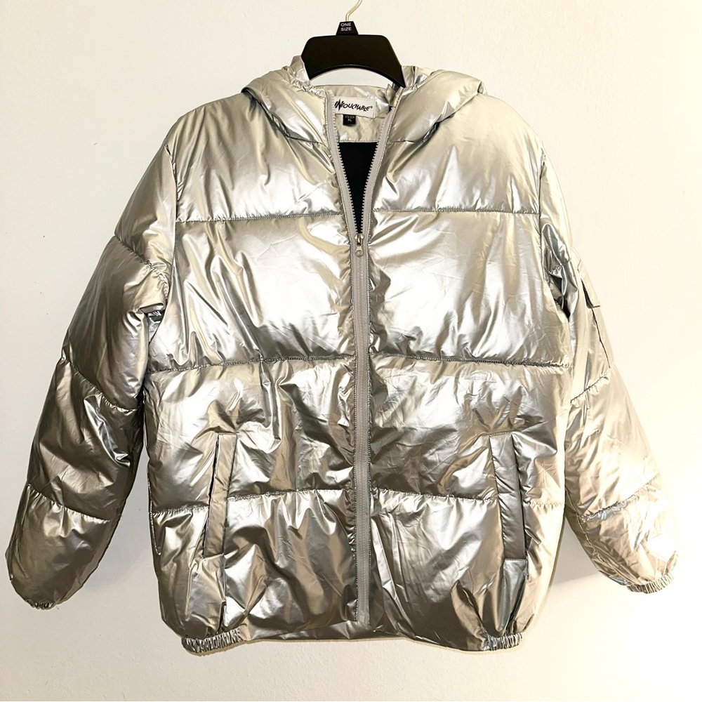 Silver Metallic Puffer Jacket